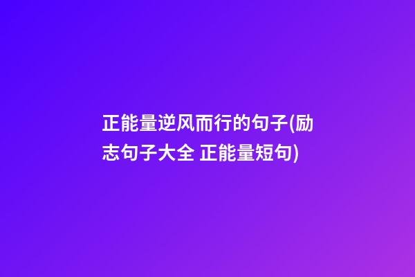 正能量逆风而行的句子(励志句子大全 正能量短句)